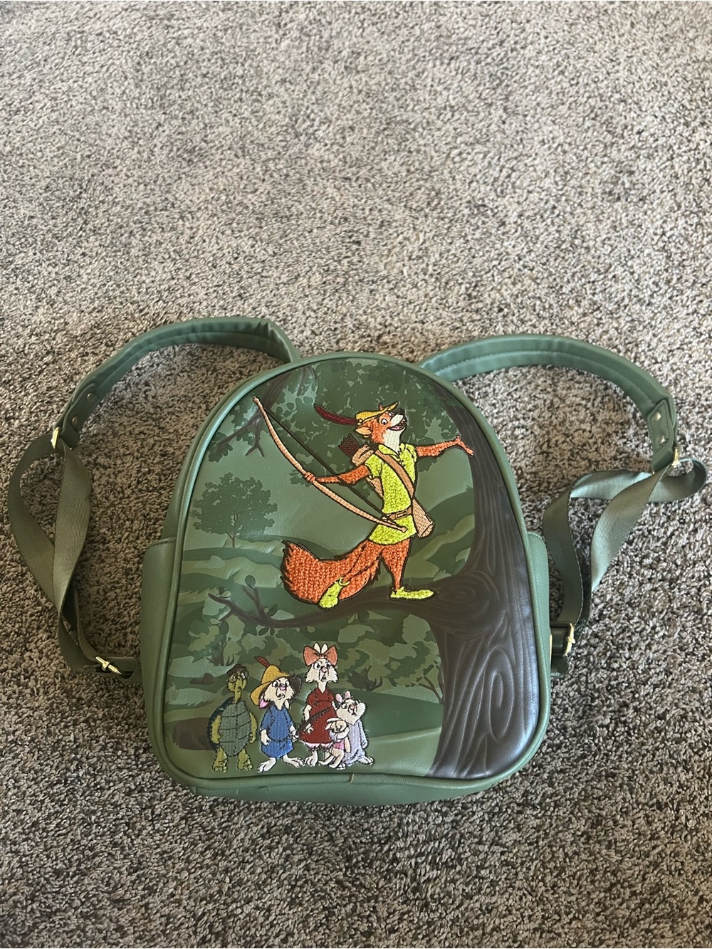 Disney Green Robin Hood Graphic Mini Backpack for Women by Loungefly. Used once.